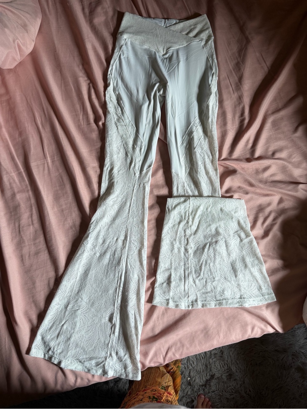 White Women's Flared Lace Yoga Pants